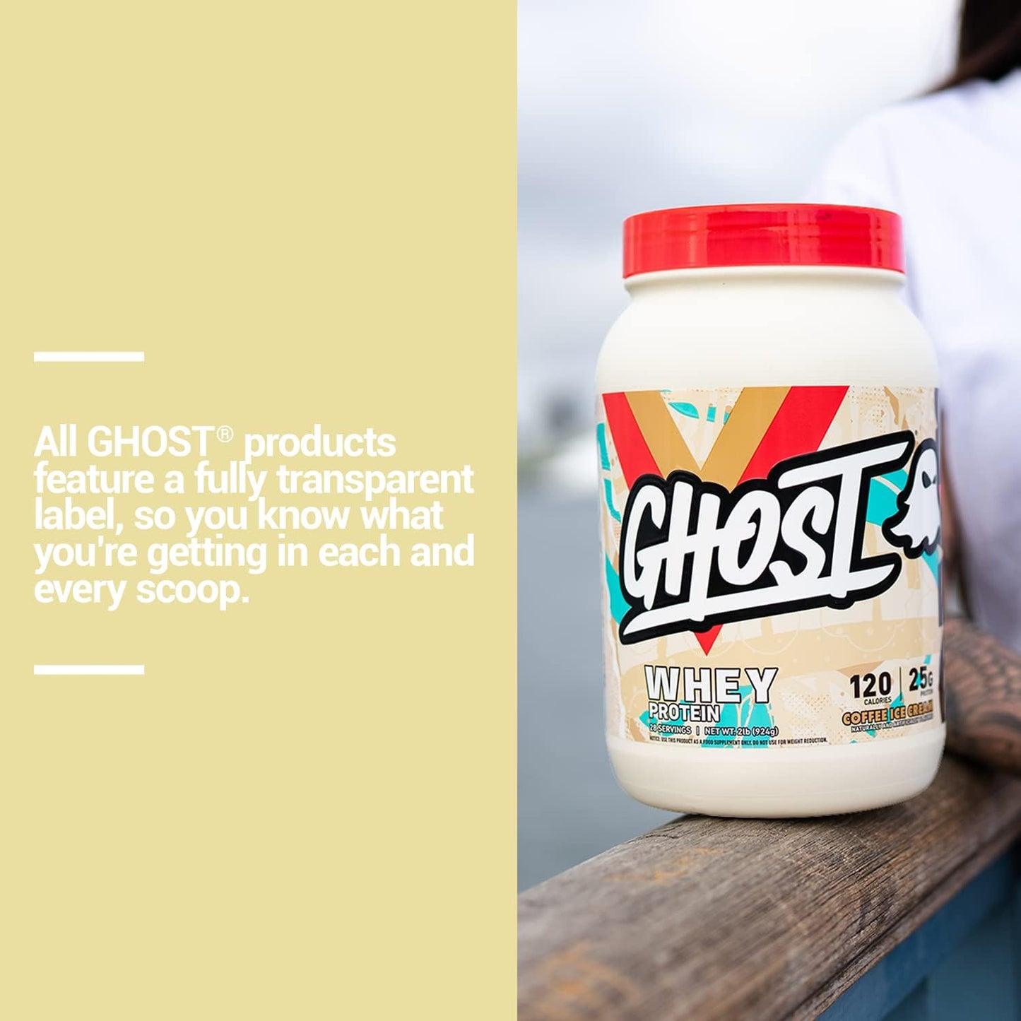 Ghost Whey Protein Powder, Coffee Ice Cream - 2LB Tub