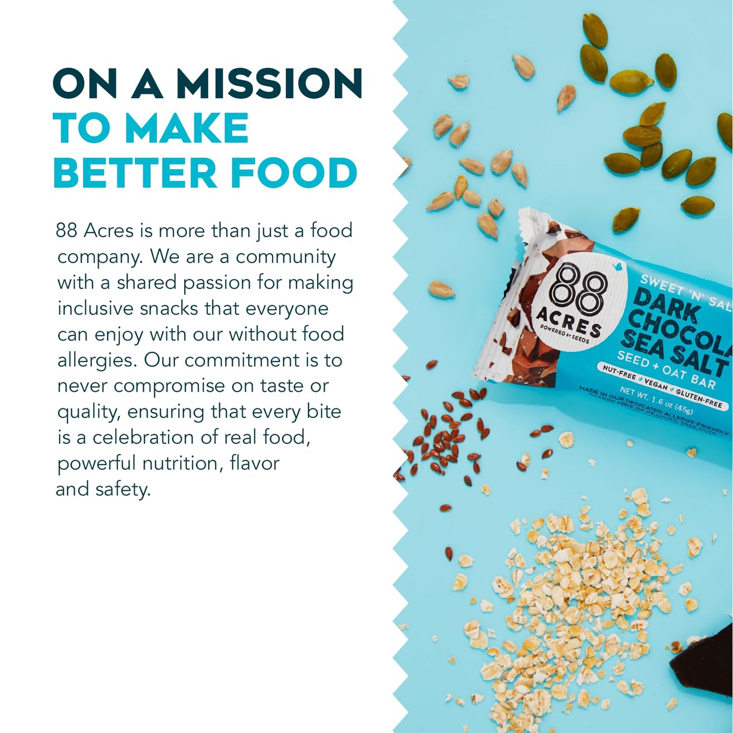 88 Acres Granola Bars | Gluten Free, Nut-Free Oat and Seed Snack Bar | Vegan & Non GMO | 12 Pack