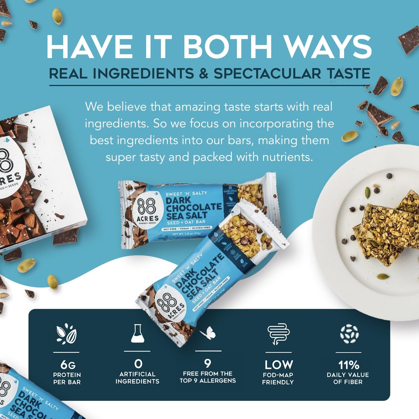 88 Acres Granola Bars | Gluten Free, Nut-Free Oat and Seed Snack Bar | Vegan & Non GMO | 12 Pack