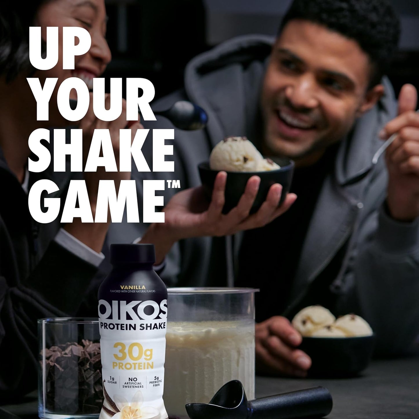 Oikos Protein Shake, 30g High Protein Drinks, Ready to Drink, 5g Prebiotic Fiber, 12 fl oz Bottle