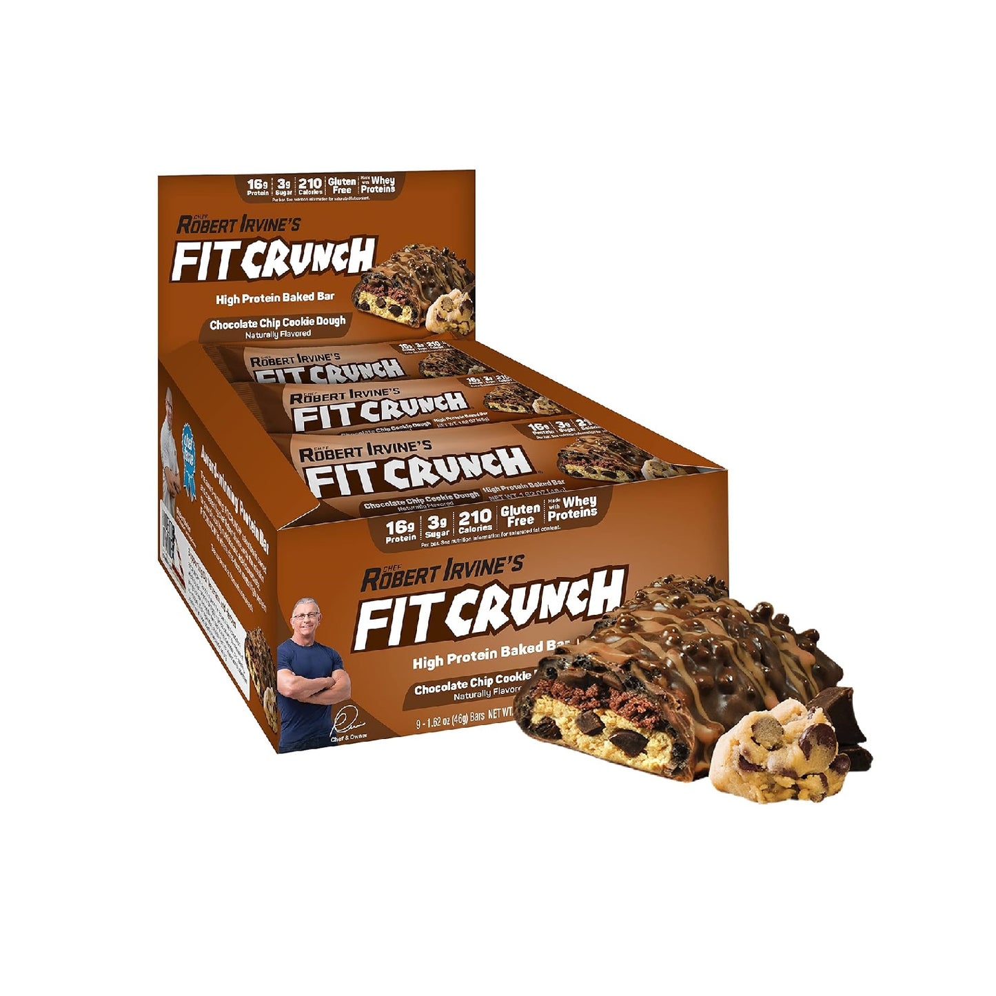 FITCRUNCH Protein Bars, 6-Layer Baked Bar, 3g of Sugar, Gluten Free & Soft Cake Core (9 Count)