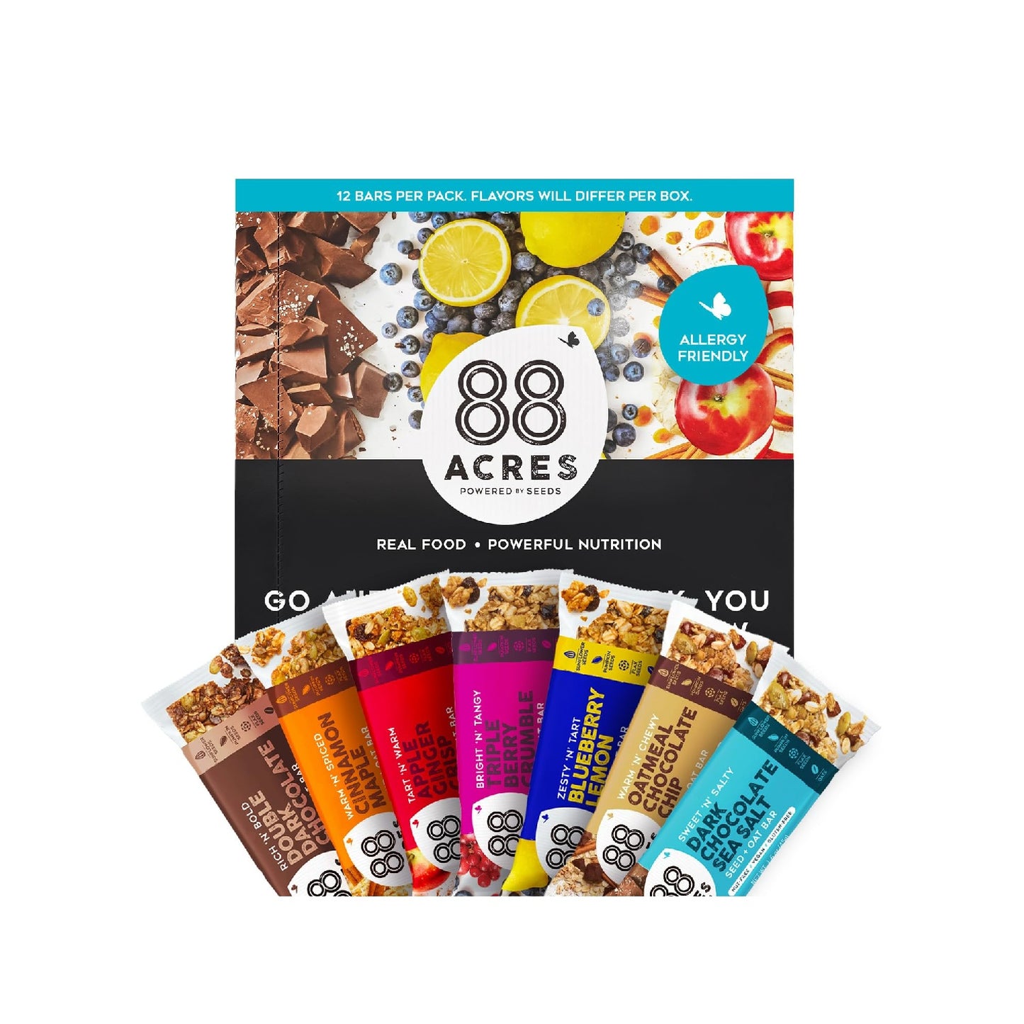 88 Acres Granola Bars | Gluten Free, Nut-Free Oat and Seed Snack Bar | Vegan & Non GMO | 12 Pack