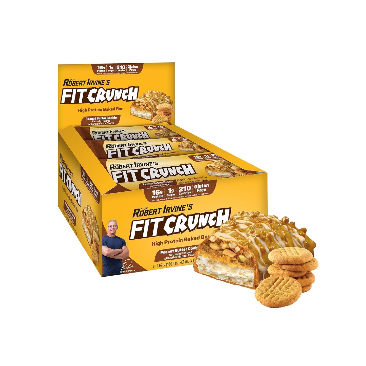 FITCRUNCH Protein Bars, 6-Layer Baked Bar, 3g of Sugar, Gluten Free & Soft Cake Core (9 Count)