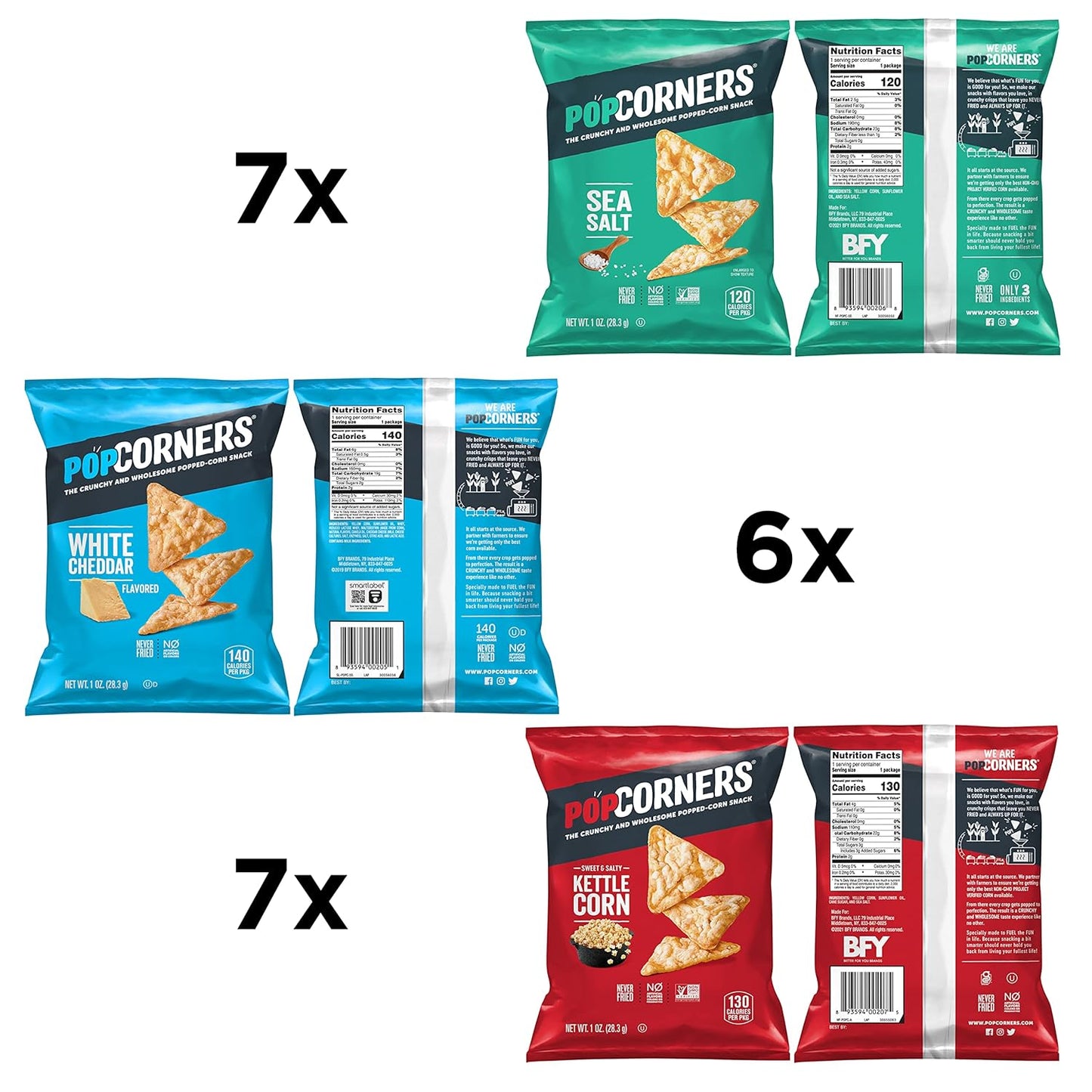 PopCorners Popcorn Snacks, 1 oz (20 packs) (Variety may vary)