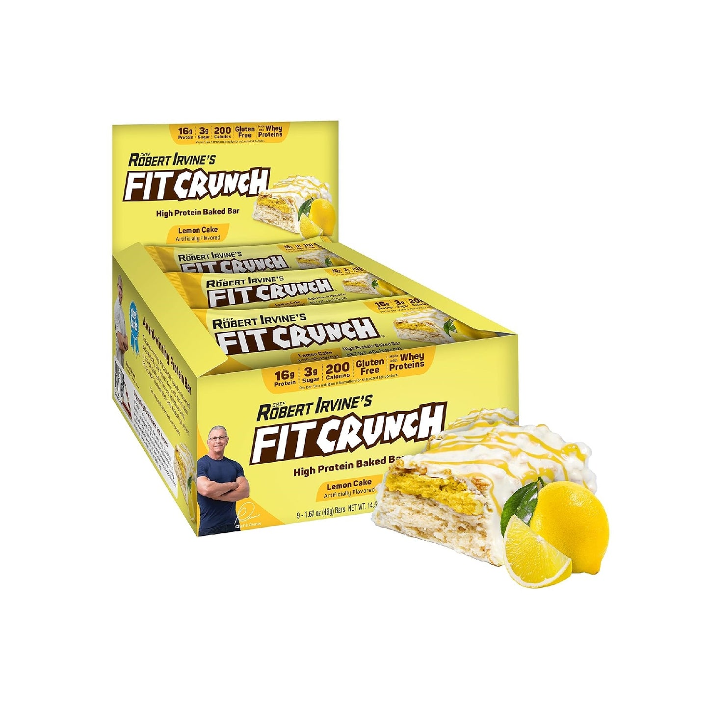FITCRUNCH Protein Bars, 6-Layer Baked Bar, 3g of Sugar, Gluten Free & Soft Cake Core (9 Count)