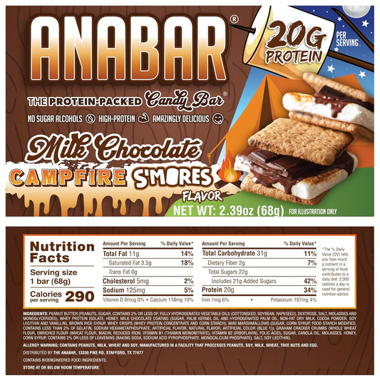 Anabar Protein Bar, Amazing Tasting Protein Bar, High Protein, 20 Grams of Protein (12 Bars)