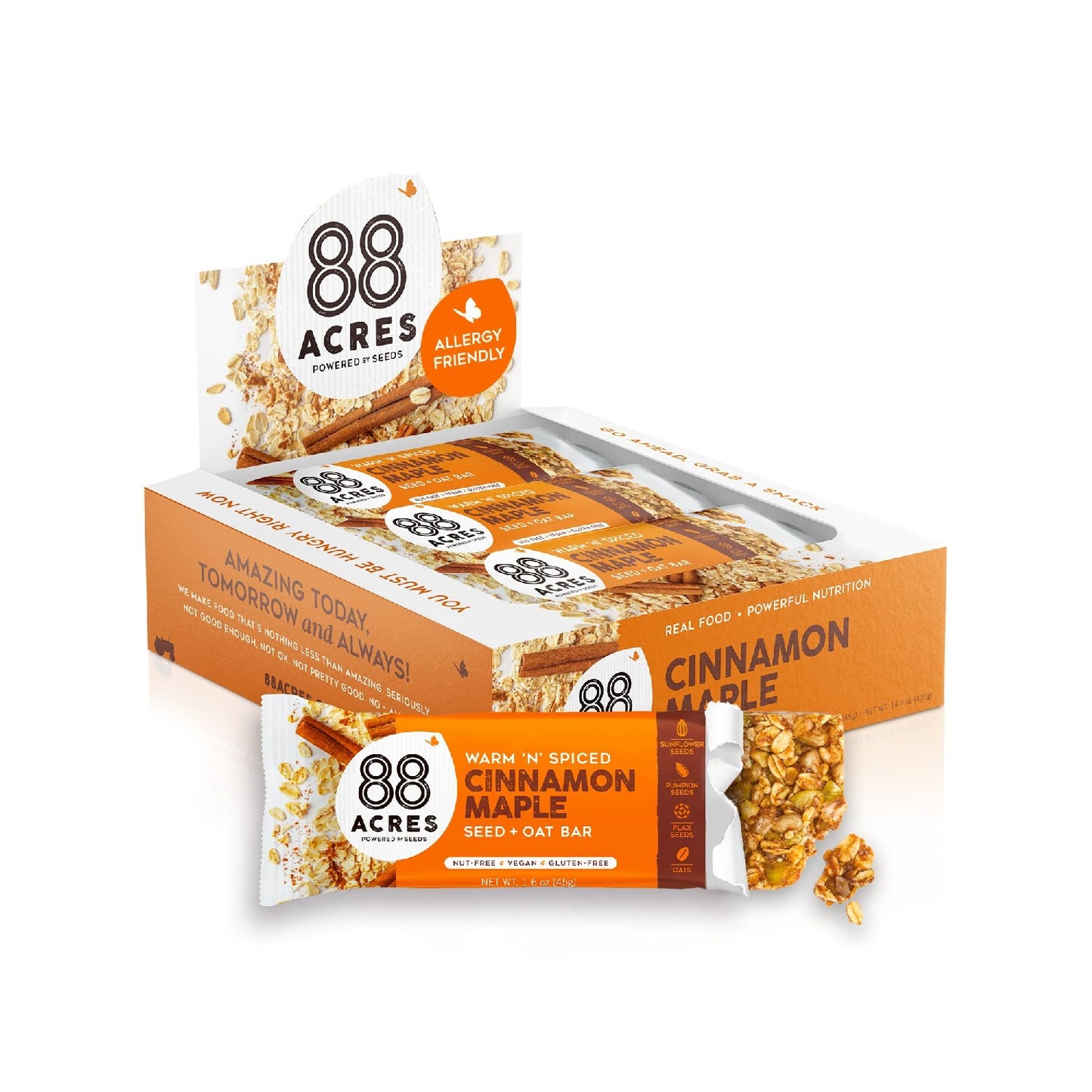 88 Acres Granola Bars | Gluten Free, Nut-Free Oat and Seed Snack Bar | Vegan & Non GMO | 12 Pack