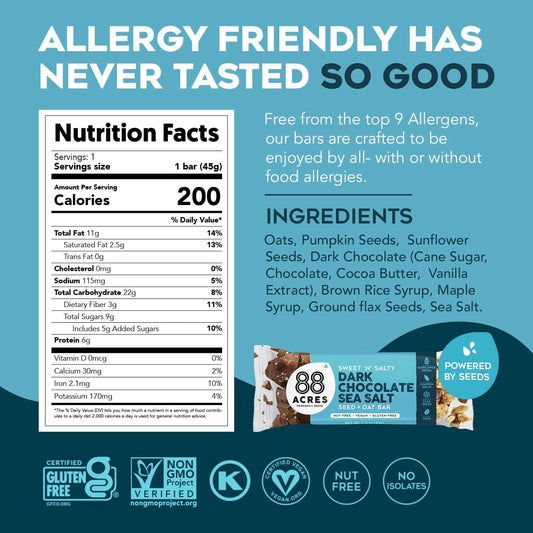 88 Acres Granola Bars | Gluten Free, Nut-Free Oat and Seed Snack Bar | Vegan & Non GMO | 12 Pack