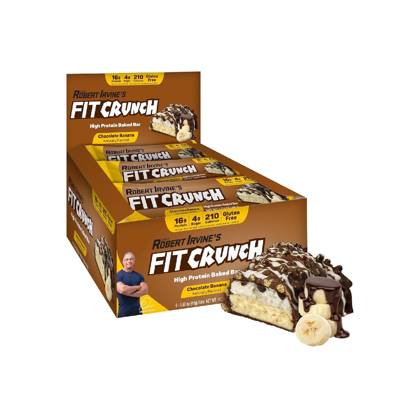 FITCRUNCH Protein Bars, 6-Layer Baked Bar, 3g of Sugar, Gluten Free & Soft Cake Core (9 Count)
