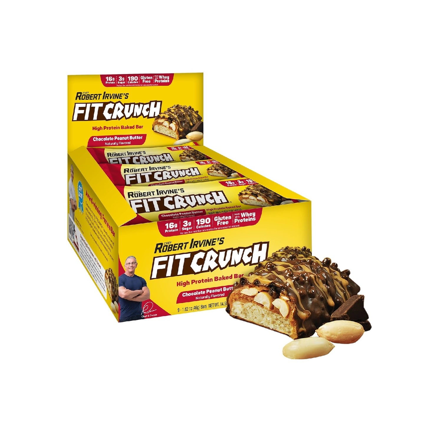 FITCRUNCH Protein Bars, 6-Layer Baked Bar, 3g of Sugar, Gluten Free & Soft Cake Core (9 Count)