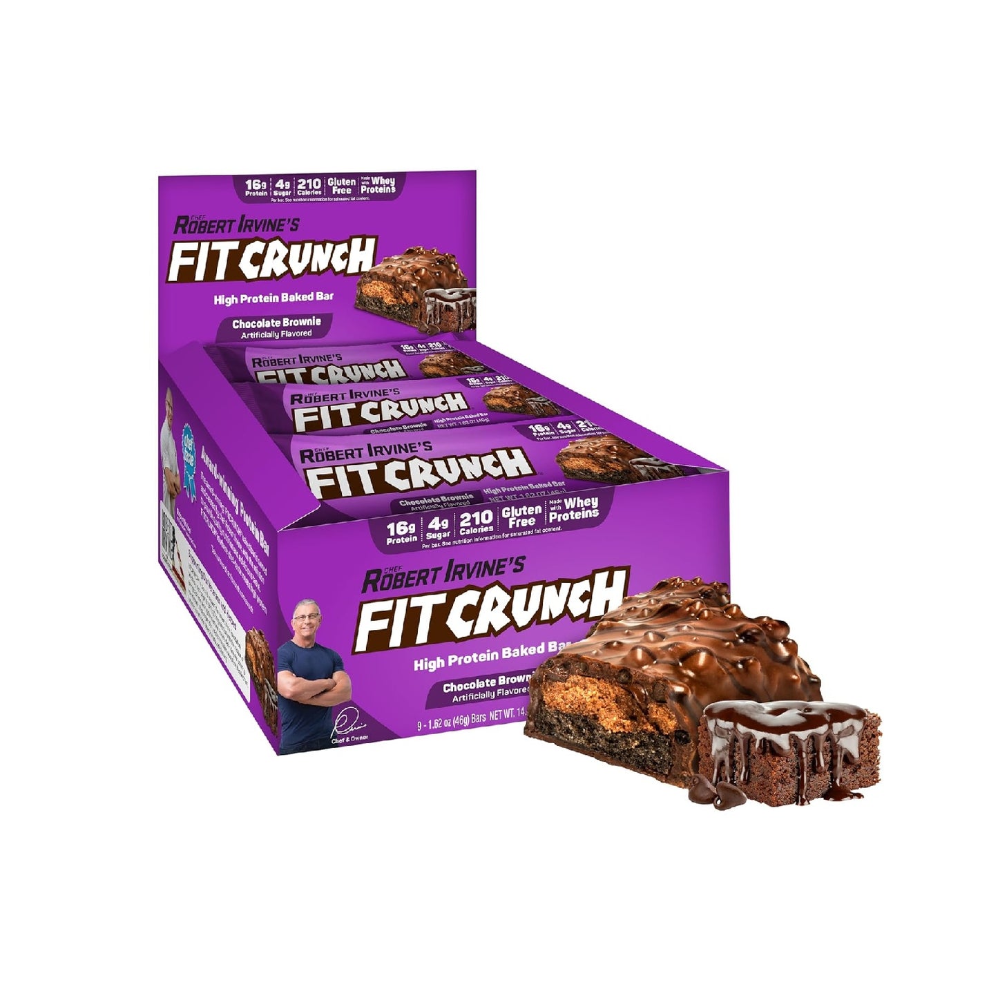 FITCRUNCH Protein Bars, 6-Layer Baked Bar, 3g of Sugar, Gluten Free & Soft Cake Core (9 Count)