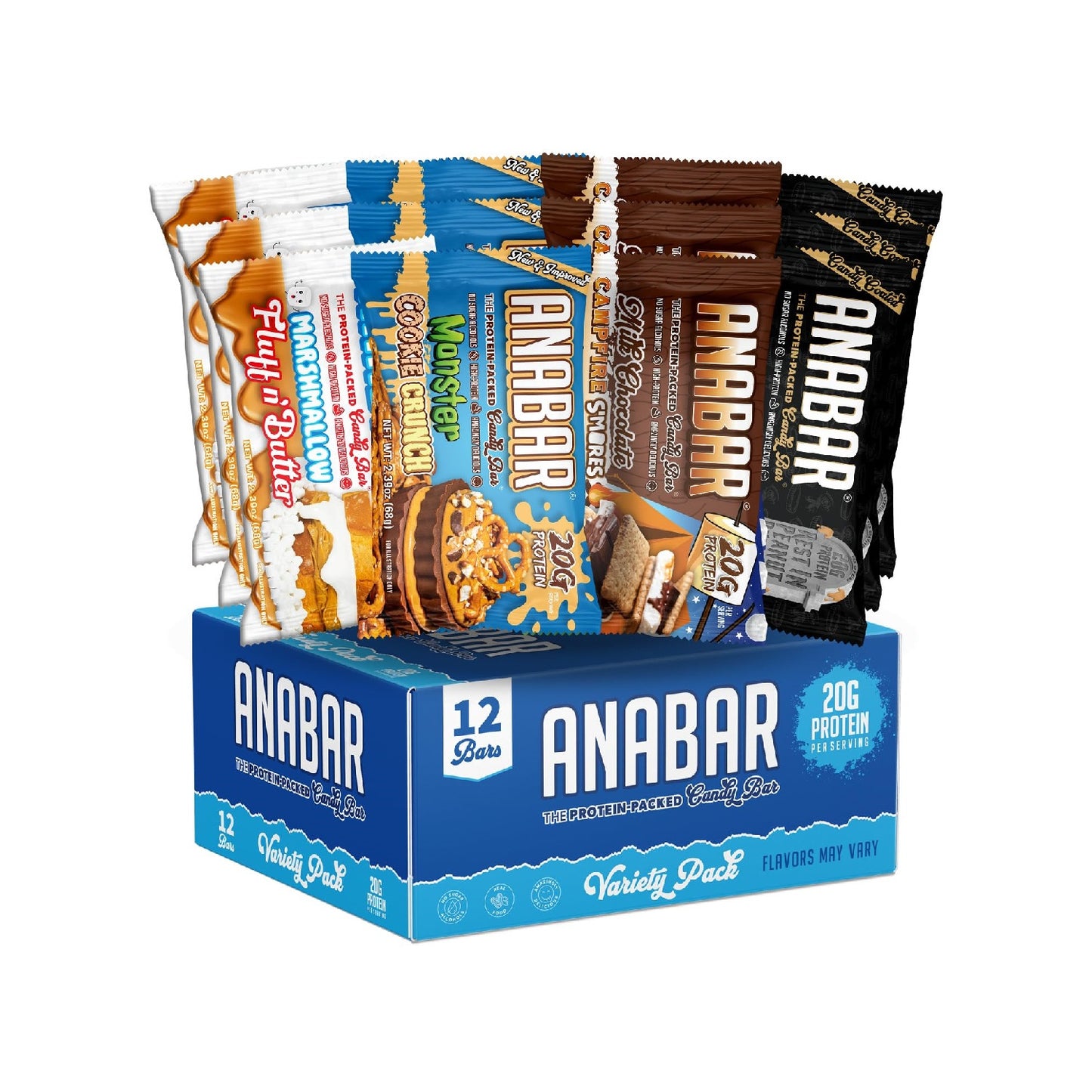 Anabar Protein Bar, Amazing Tasting Protein Bar,  High Protein, 20 Grams of Protein (12 Bars)