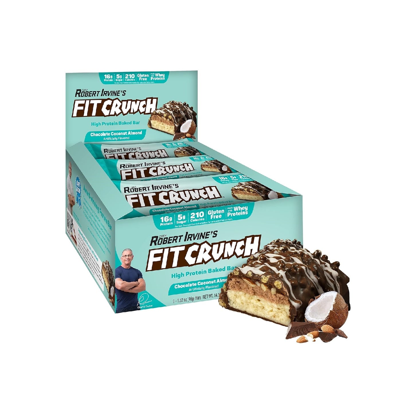 FITCRUNCH Protein Bars, 6-Layer Baked Bar, 3g of Sugar, Gluten Free & Soft Cake Core (9 Count)