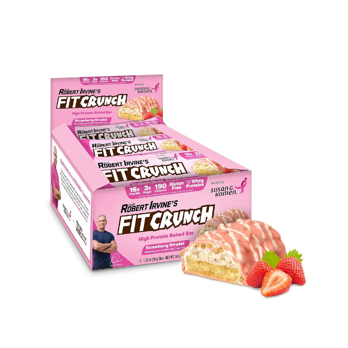 FITCRUNCH Protein Bars, 6-Layer Baked Bar, 3g of Sugar, Gluten Free & Soft Cake Core (9 Count)