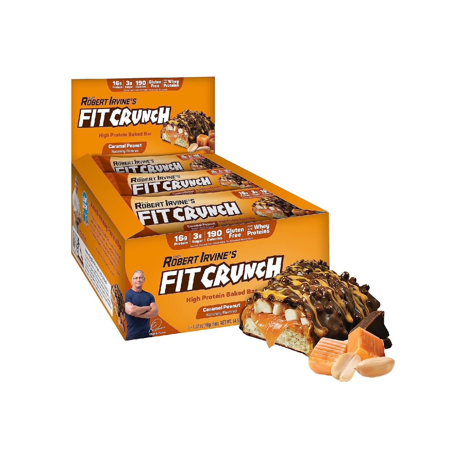 FITCRUNCH Protein Bars, 6-Layer Baked Bar, 3g of Sugar, Gluten Free & Soft Cake Core (9 Count)